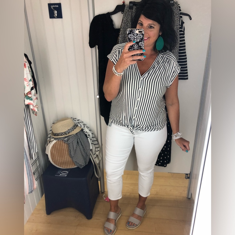 Max Studio Striped Top - Picture 2 of 11